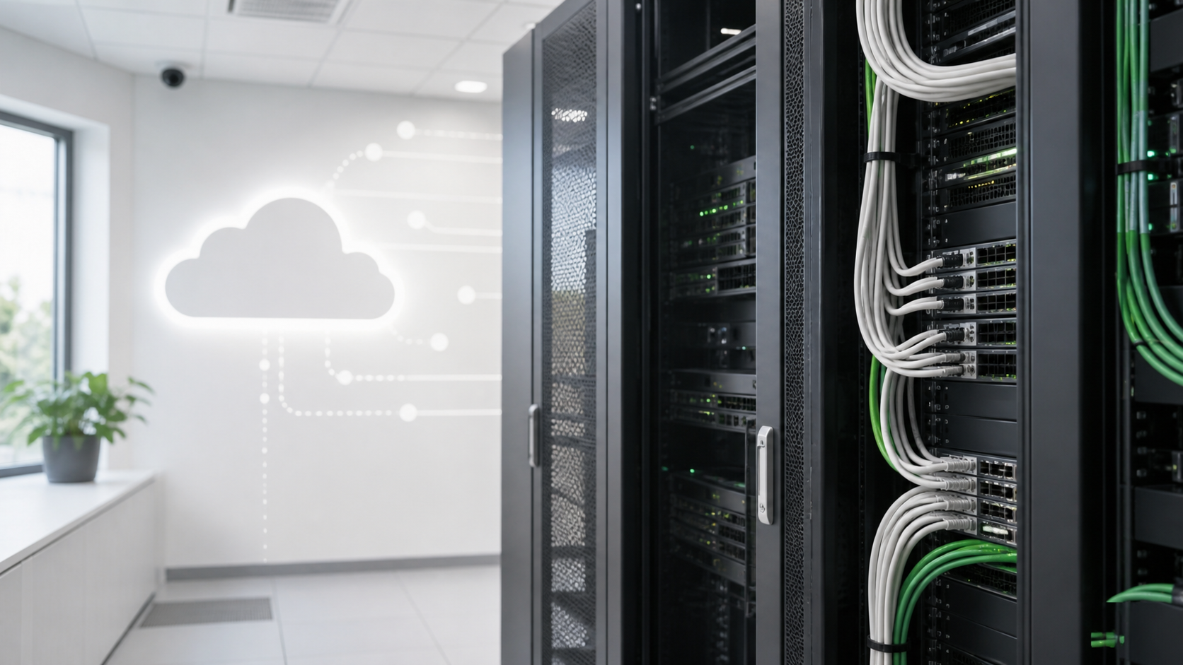 Modern server- och nätverksmiljö med strukturerad kabeldragning